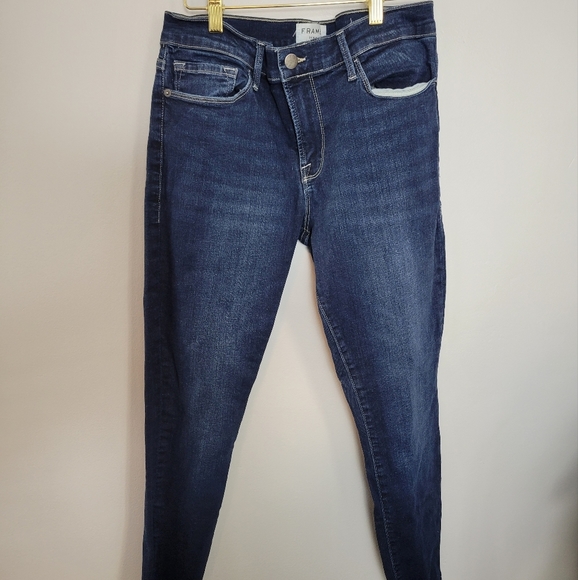 30 Frame Le Skinny de Jeanne Crop Dark Wash Jeans - Picture 1 of 6